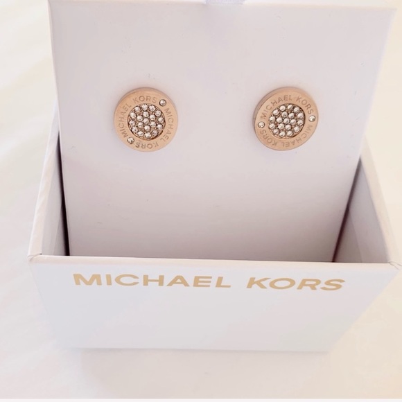 NWT authentic MK rose gold tone logo stud earrings - Picture 3 of 6